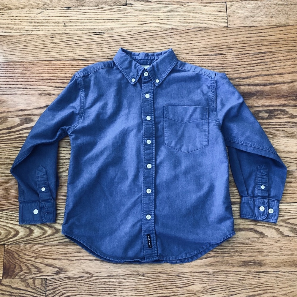 Old Navy Blue Boys Long Sleeve Button Down Shirt